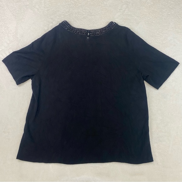 Talbots Sweater Womens Plus 2X Black Pullover Top Knit Short Sleeve Beaded Neck - Picture 7 of 11